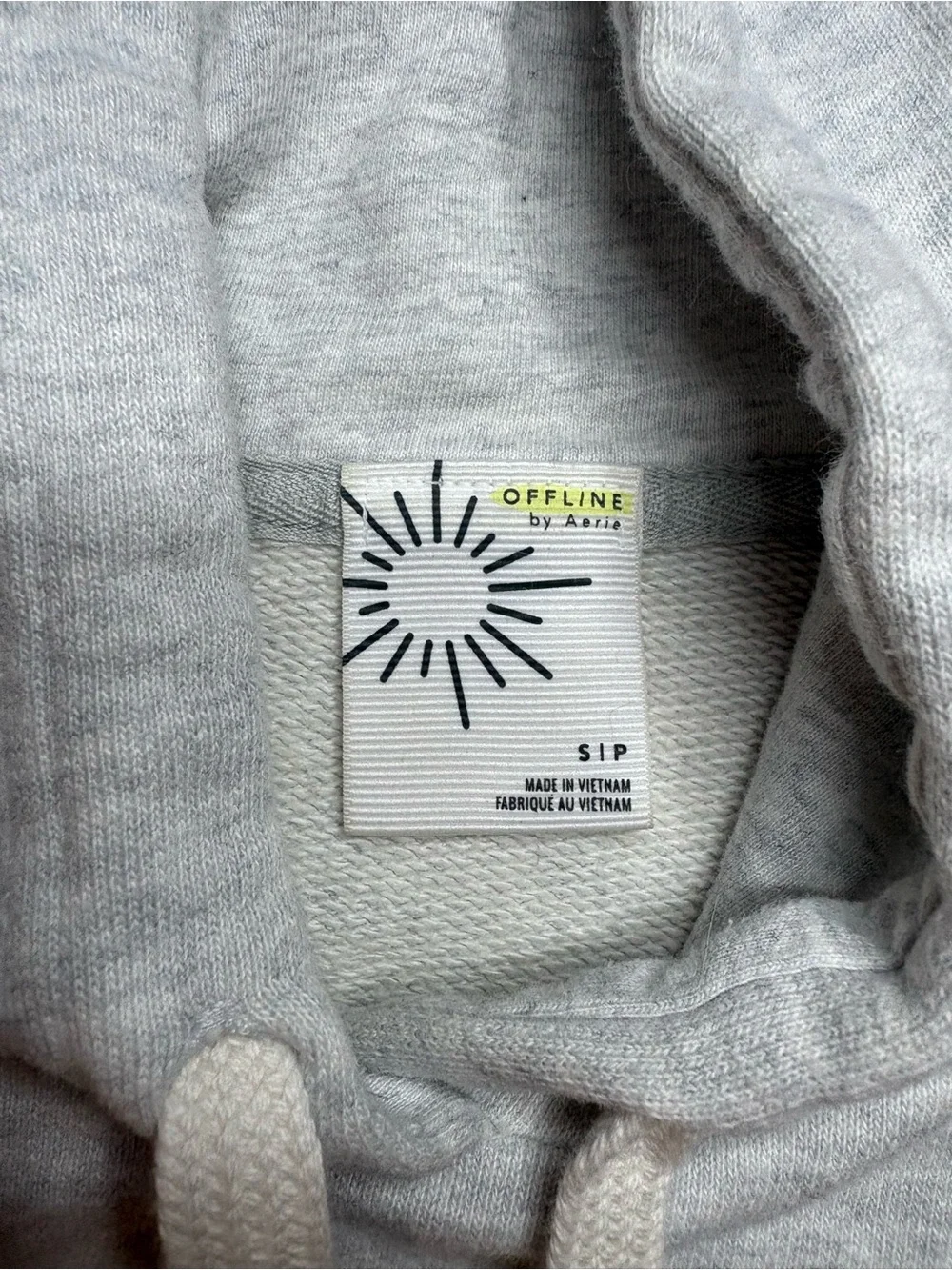 aerie Gray Cropped Sleeveless Hoodie with 'OFFLINE' Graphic